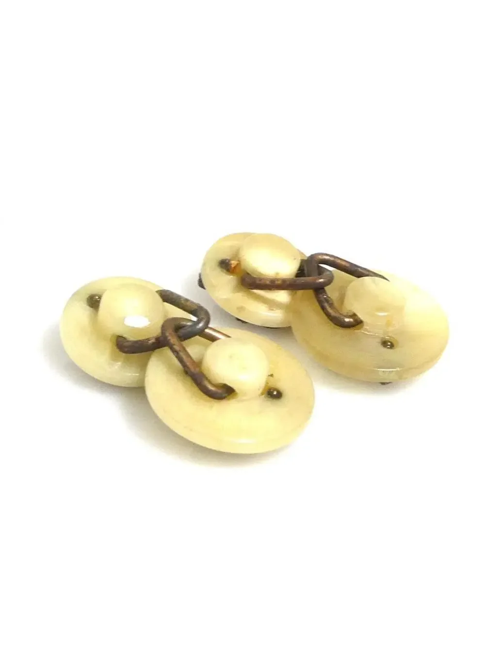 Auth Hermes Cufflinks Beige/Gold #293946H11B